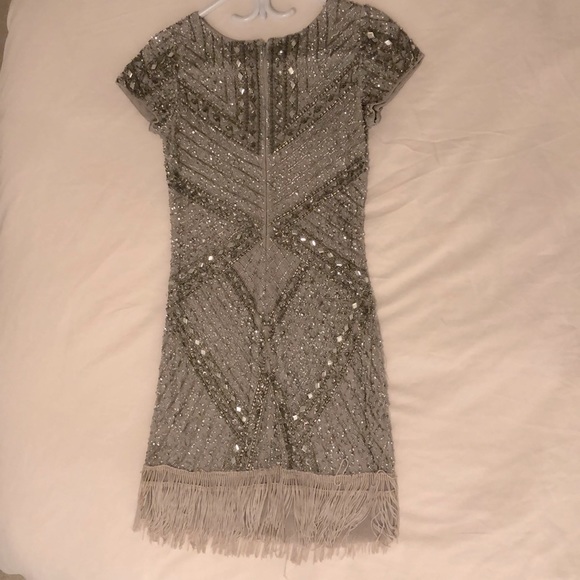 Aidan Mattox Hand beaded Silver Dress - Picture 2 of 4